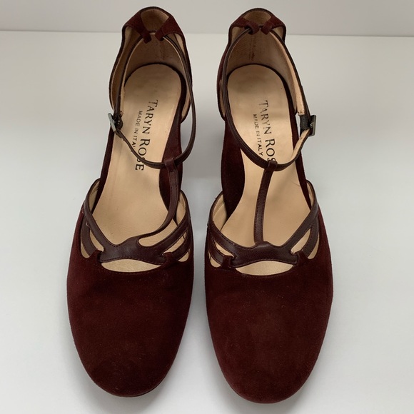 Taryn Rose Shoes - Taryn Rose Italian TStrap Suede Heels 37.5/7.5 US